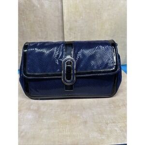 White House Black Market Blue Snakeskin pattern with Black‎ Trim Shoulder Purse
